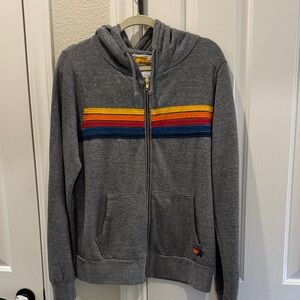 Aviator Nation Gray 5 Stripe Zip Hoodie. Size large.